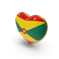 Grenada Country Heart Flag Dual Shade Metallic Solid PNG & PSD Images