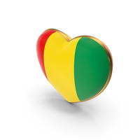 Guinea Bissau Country Heart Flag Dual Shade Metallic Solid PNG & PSD Images