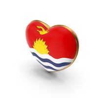 Kiribati Country Heart Flag Dual Shade Metallic Solid PNG & PSD Images
