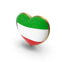 Kuwait Country Heart Flag Dual Shade Metallic Solid PNG & PSD Images