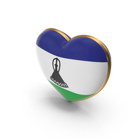 Lesotho Country Heart Flag Dual Shade Metallic Solid PNG & PSD Images