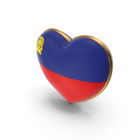Liechtenstein Country Heart Flag Dual Shade Metallic Solid PNG & PSD Images