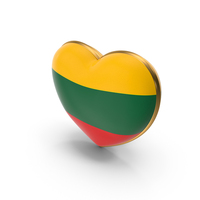 Lithuania Country Heart Flag Dual Shade Metallic Solid PNG & PSD Images