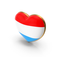 Luxembourg Country Heart Flag Dual Shade Metallic Solid PNG & PSD Images