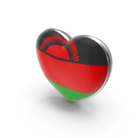 Malawi Country Heart Flag Dual Shade Metallic Solid PNG & PSD Images