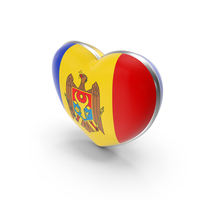 Moldova Country Heart Flag Dual Shade Metallic Solid PNG & PSD Images