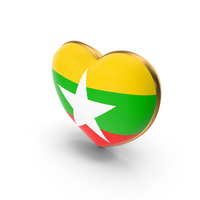 Myanmar Country Heart Flag Dual Shade Metallic Solid PNG & PSD Images