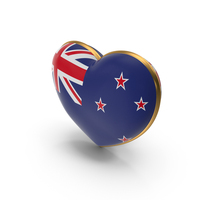New Zealand Country Heart Flag Dual Shade Metalic Solid PNG & PSD Images