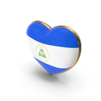 Nicaragua Country Heart Flag Dual Shade Metallic Solid PNG & PSD Images