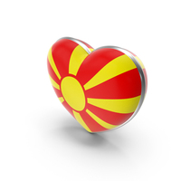 North Macedonia Country Heart Flag Dual Shade Metallic Solid PNG & PSD Images