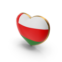 Oman Country Heart Flag Dual Shade Metallic Solid PNG & PSD Images