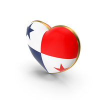 Panama Country Heart Flag Dual Shade Metallic Solid PNG & PSD Images
