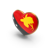 Papua New Guinea Country Heart Flag Dual Shade Metallic Solid PNG & PSD Images