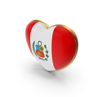 Peru Country Heart Flag Dual Shade Metallic Solid PNG & PSD Images
