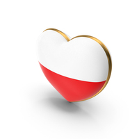 Poland Country Heart Flag Dual Shade Metallic Solid PNG & PSD Images