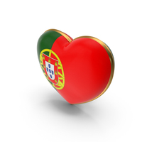 Portugal Country Heart Flag Dual Shade Metallic Solid PNG & PSD Images