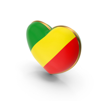 Republic of the Congo Country Heart Flag Dual Shade Metallic Solid PNG & PSD Images