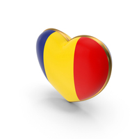 Romania Country Heart Flag Dual Shade Metallic Solid PNG & PSD Images