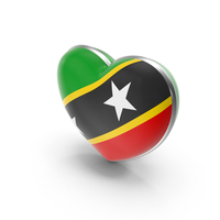 Saint Kitts and Nevis Country Heart Flag Dual Shade Metalic Solid PNG & PSD Images