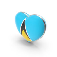 Saint Lucia Country Heart Flag Dual Shade Metallic Solid PNG & PSD Images