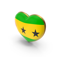 Sao Tome and Principe Country Heart Flag Dual Shade Metallic Solid PNG & PSD Images