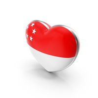 Singapore Country Heart Flag Dual Shade Metallic Solid PNG & PSD Images
