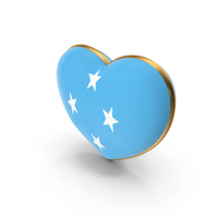 States of Micronesia Country Heart Flag Dual Shade Metallic Solid PNG & PSD Images