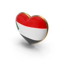 Sudan Country Heart Flag Dual Shade Metallic Solid PNG & PSD Images