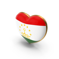 Tajikistan Country Heart Flag Dual Shade Metallic Solid PNG & PSD Images