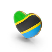 Tanzania Country Heart Flag Dual Shade Metallic Solid PNG & PSD Images