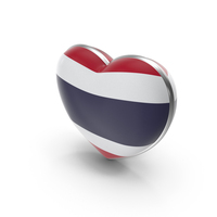 Thailand Country Heart Flag Dual Shade Metallic Solid PNG & PSD Images
