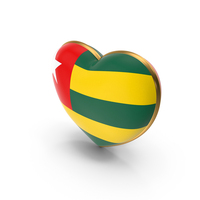 Togo Country Heart Flag Dual Shade Metallic Solid PNG & PSD Images