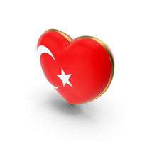 Turkey Country Heart Flag Dual Shade Metallic Solid PNG & PSD Images