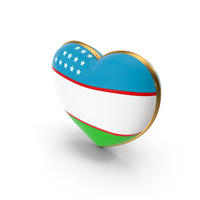Uzbekistan Country Heart Flag Dual Shade Metallic Solid PNG & PSD Images
