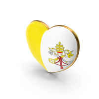 Vatican City Country Heart Flag Dual Shade Metallic Solid PNG & PSD Images