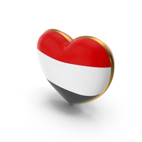 Yemen Country Heart Flag Dual Shade Metallic Solid PNG & PSD Images