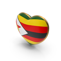 Zambia Country Heart Flag Dual Shade Metalic Solid PNG & PSD Images