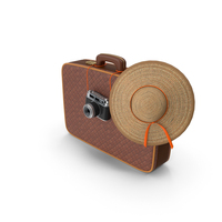 Camera And Hat On Suitcase PNG & PSD Images