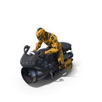Futuristic Armored Robot on Motorcycle PNG & PSD Images