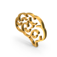 Out Line Brain Icon Gold PNG & PSD Images