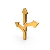 Three Way Road Icon Gold PNG & PSD Images