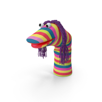 Sock Puppet Character Striped Girl Smiling Pose PNG & PSD Images