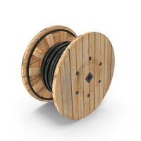 Wooden Cable Reel With Cable PNG & PSD Images