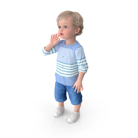 Baby In Summer Strolling Clothes Standing Pose PNG & PSD Images