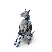 Futuristic Police Robot Dog Sitting Pose PNG & PSD Images