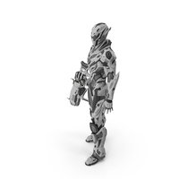 Sci-Fi Combat Robot Character With Weapon PNG & PSD Images