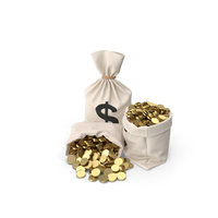 Money Bags With Gold Coins PNG & PSD Images