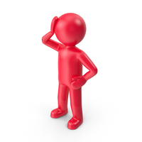 Red Stickman Thinks PNG & PSD Images