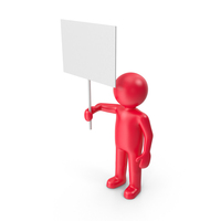 Red Stickman With Banner PNG & PSD Images