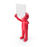 Red Stickman With Placard PNG & PSD Images